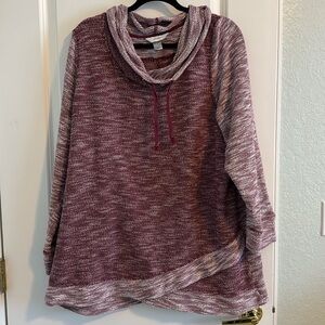 CJ Banks maroon mock neck athleisure sweatshirt
